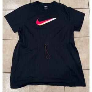Nike sportswear icon clash black knit dress drawstring 1X womens